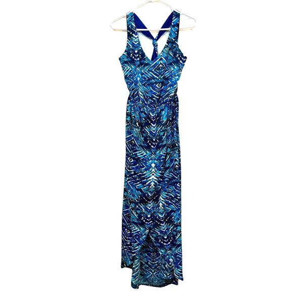 Forever 21 Sleeveless Racerback High Low Maxi Dress Size Large Blue Green NWT - Picture 1 of 10